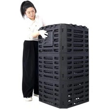 Garden Composter Bin Made from Recycled Plastic - Aerating Outdoor Compost Box