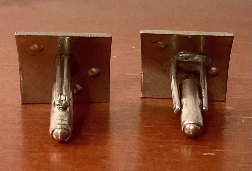 Винтажные мужские запонки Speidel из чистого серебра с голубыми камнями и застежкой-пулей - Изображение 3 из 4