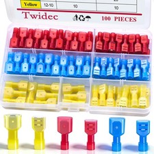 Twidec/100PCS Nylon Spade Connectors Kit 22-10 100PCS, 100PCS Assortment