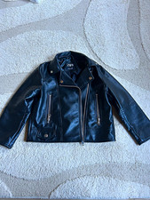 ZARA Kinder Bikerjacke Kunstleder Schwarz Gr....
