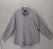 Jos A Bank Shirt Mens Large Gray White Plaid Button Down Long Sleeve Dress Top