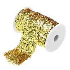 MECCANIXITY 5.5 Yards 3 Inch Elastic Sequins Trim 3 3 Inch, Gold