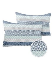 Outdoor Waterproof Throw Pillow Covers Set of 2 20" x 12" Pack of 2 Blue Boho