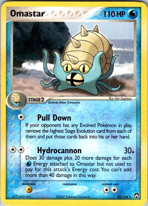 Omastar 20/108 Rare Power Keepers Pokemon Damaged