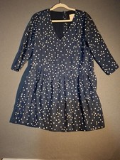 Sezane Blue & White Dress Size 38 Made In Poland Excellent Condition 100% Silk