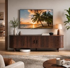 Fluted TV Stand, Mid Century Modern TV Stands for Living Room, Waln...