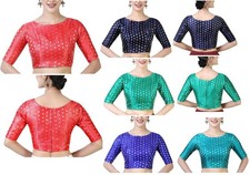 Handmade Brocade Blouse Elbow Sleeves Saree Blouse Skirt CropTop Bollywood Choli