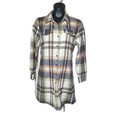 Cupshe NWT Cream Plaid Size XL Button Up Long Sleeve Shirtdress