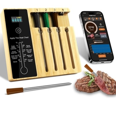PROBE PLUS Wireless Meat Thermometer 4 - Probe Pack. App Monitored Bluetooth 