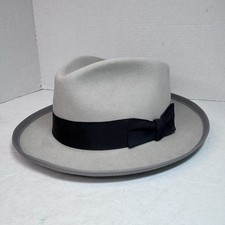 Stetson Sovereign Fur Felt Fedora Hat Gray Size 7 3/8 Made in USA