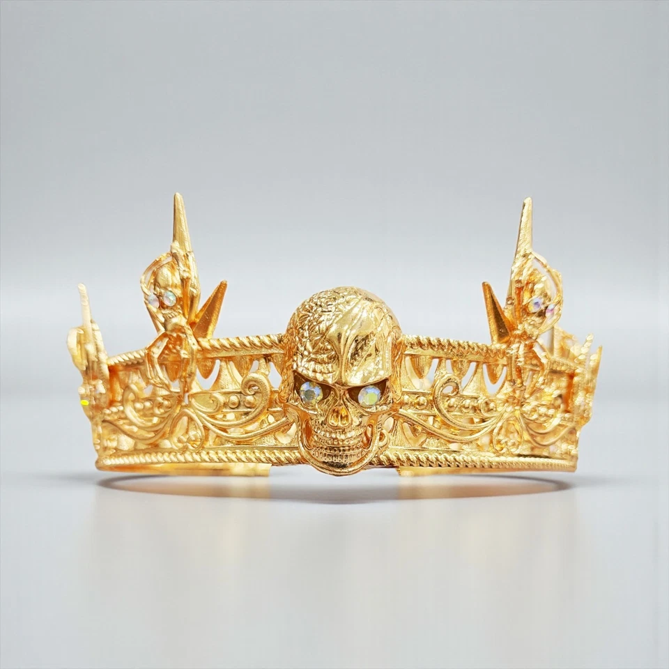 Gold Skull Crown, King Skull Headpiece, Cosplay Costume, Crown of the Damned - Image 3 of 4