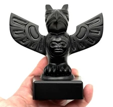 BOMA Black Resin Eagle Totem  - Canada 4.75” X 5” Figurine Paperweight