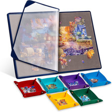 Tavola per Puzzle Con 6 Vassoi per Ordinare I Colori, Tappetino Puzzle Portatile