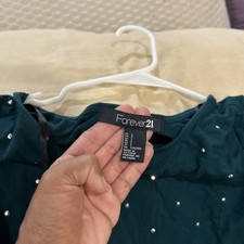 Forever 21 Large Long Sleeve Teal Dark Green Diamond Party Dress