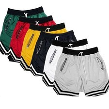 Mens Quick Dry Basketball Shorts Pants Athletic Mesh Pockets Running Gym Workout