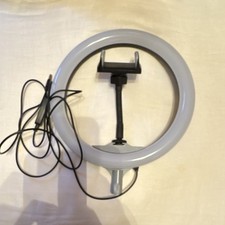 UBeeSize LED Ring Light White Adjustable Brightness USB-Powered Phone Holder