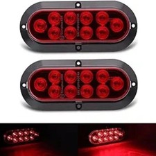 6" Oval Red LED Trailer Tail Light Surface Mount 10 LED Waterproof Stop Red