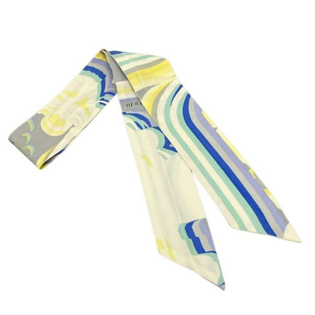 Hermes Scarf   Light Grey White Multi Ribbon Scarf/Brides De Gala