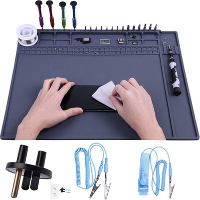 Premium Heat Resistant Anti Static Mat for Computer, X-Large-XX-Large, Grey 