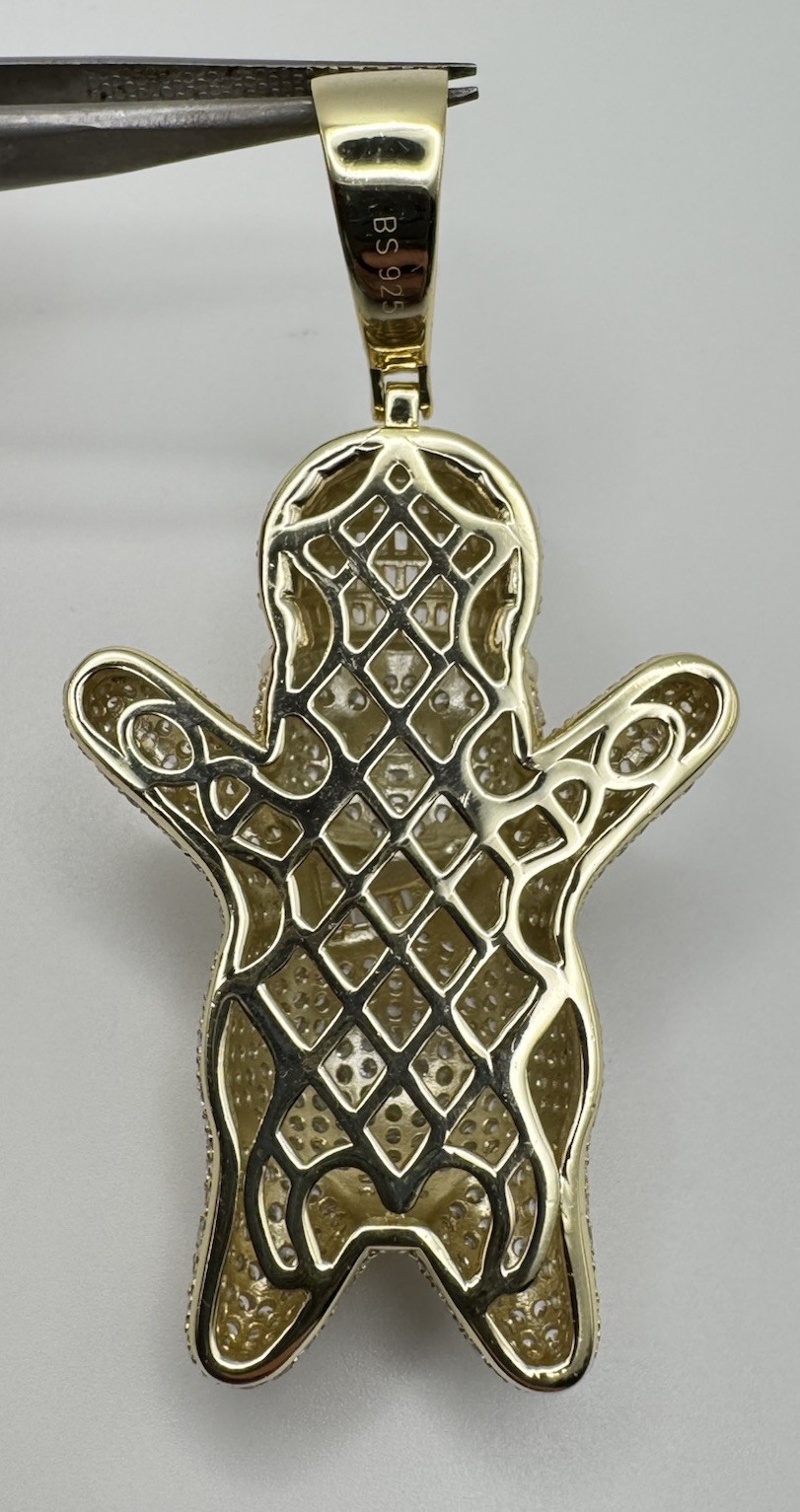 Large BS Solid Gold Washed Sterling Silver Pave C… - image 14