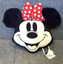 Disney Minnie Mouse Plush Pillow Cushion Red Polka Dot Bow Soft DecorativePillow