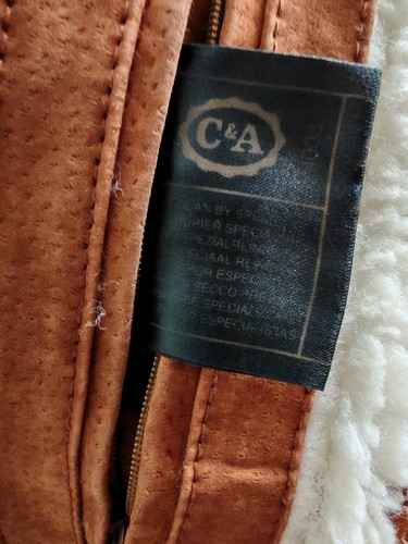 Vintage Aztec Navajo Western Suede Leather Sherpa Bomber Jacket Coat C&A XL - Picture 13 of 19