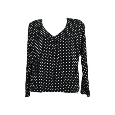 Schwarzes Stretch Shirt von Comma, weiße Punkte, Größe 38, Polkadots