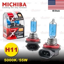 H11 711 MICHIBA 12V 55W 5000K Xenon SUPER WHITE Halogen HeadLight Bulb Twin Lamp