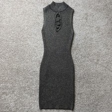 Say What? Dress Womens M Gold Metallic Sleeveless Mock Neck Bodycon Sweater Mini
