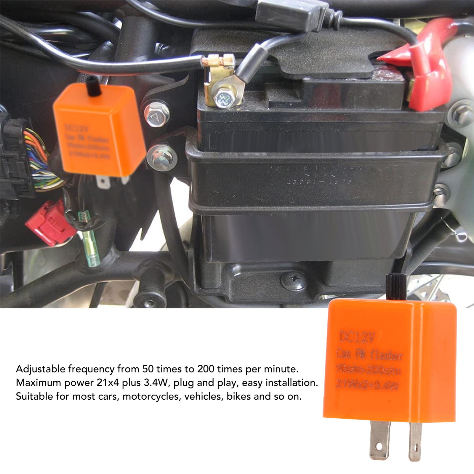 Flasher Relay 12V LED Turn Signal 2 Pin Normally Open Frequency For Car↑.
