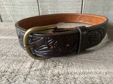 Tooled Leather Western Belt Acorn Oak Leaf Embossed 28