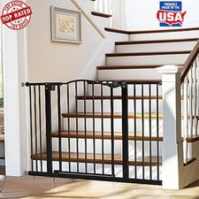 Adjustable Baby Gate Stairs  Doorways Dual-Lock Safety Design One-Hand Opening