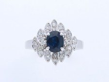 anello vintage 1,40 carati zaffiro brillanti oro bianco 585 valore: 1.800,- E...