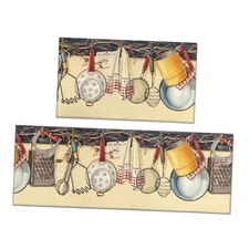 Farmhouse Mats and Rugs Sets of 2 Non-Slip, Washable, Stain and 17x30 Kitchen