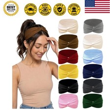 12 Pack Headbands for Women Wide Stretchy Twist Knot Headbands Bulk