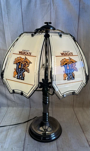 UK University Kentucky Vintage 3-Way Touch Lamp 6 Glass Panels Wildcats Old Logo