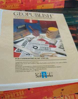 GEOPublish (Berkeley 1986) Ordner + Manual + DISK (Commodore) DEUTSCH