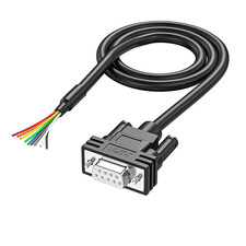 DB9 Female Connector to Bare Wire END, D-SUB 9 Pin RS232 Serial Extension Cable
