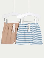Marks & Spencer Baby Boys Cotton All Purpose Shorts in Blue Mix - M&S