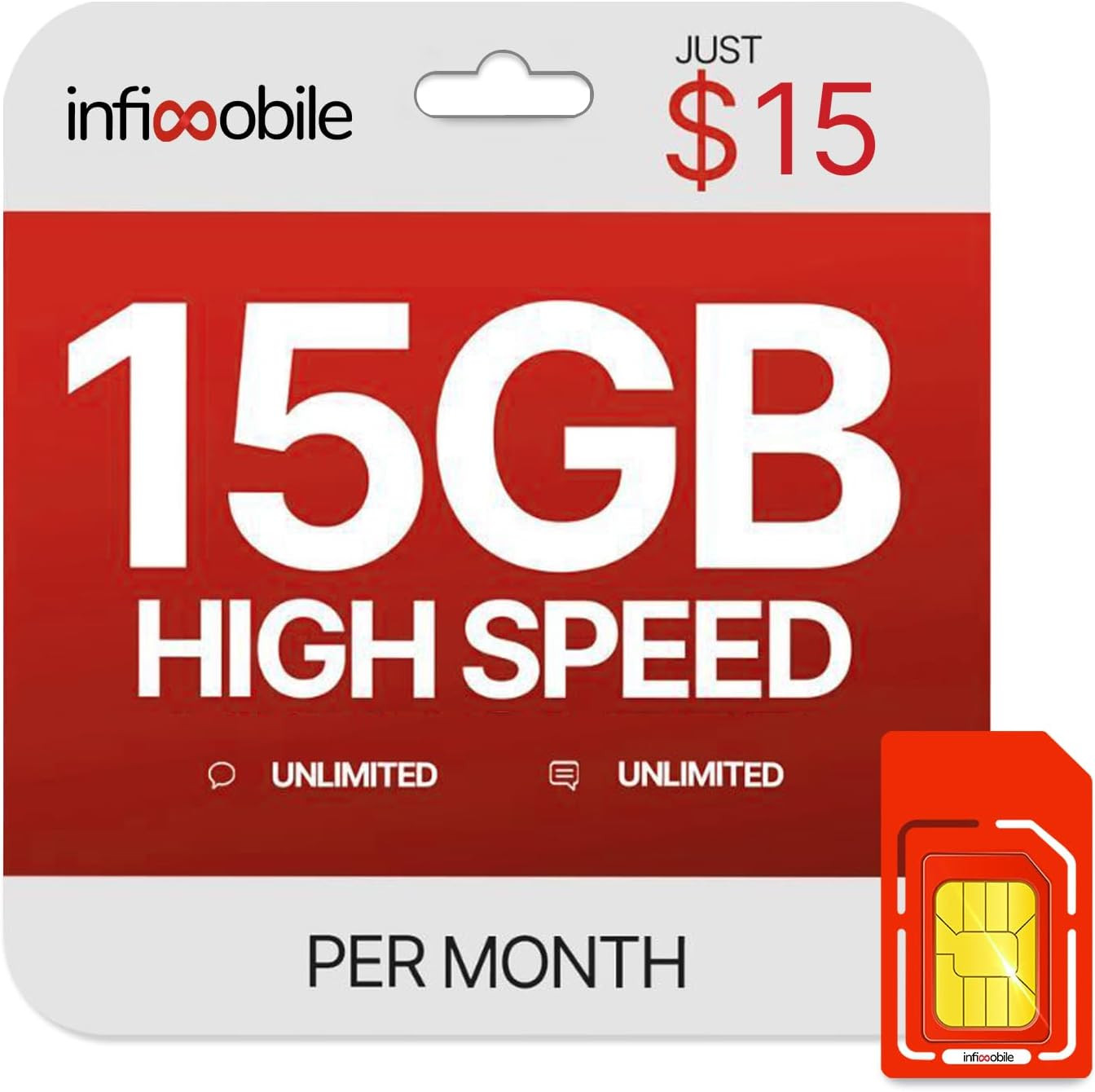 Prepaid Unlimited Plan: 1 Month | 15GB High-Speed Data per Month | Unlimited Dat