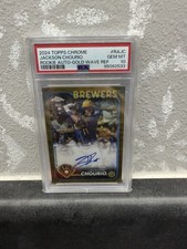 2024 Topps Chrome Auto Jackson Chourio #RA-JC Gold Wave Refractor /50 PSA 10