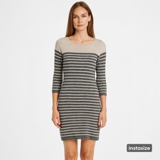Banana Republic Wool Cashmere Blend Dress Size Medium Gray Striped Style 884306
