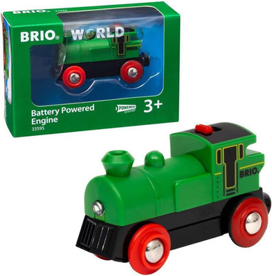 BRIO World 33595 Battery Powered Green Engine Train with Headlights for Kids