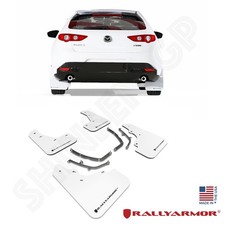 Rally Armor Ur White Mud Flaps W Black Logo For 2019-2026 Mazda 3 Hatchback