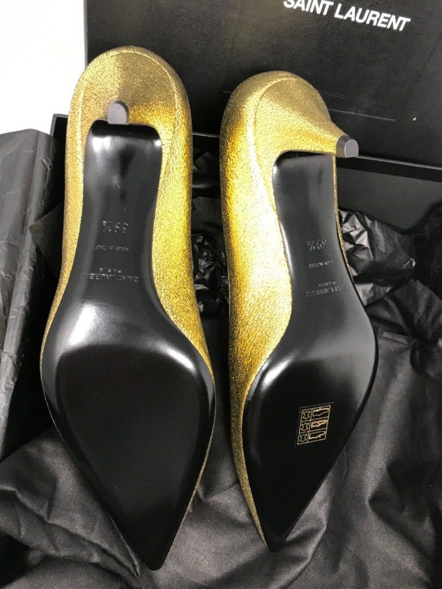 Saint Laurent Charlotte 55MM Gold Glitter Pointy Toe Pump