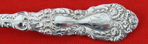 Imperial Chrysanthemum by Gorham Sterling Silver DESSERT SPOON with monogram, 7" - Picture 2 of 4