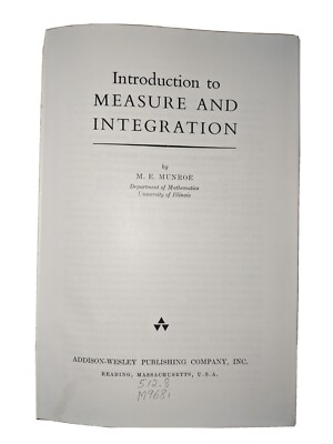 Measure and Integration Hardcover by M. E. Munroe