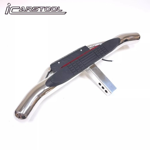 For 2" Receiver Chrome Heavy Duty Steel Hitch Step Drop Step w/ LED Brake Lights - Picture 10 of 23