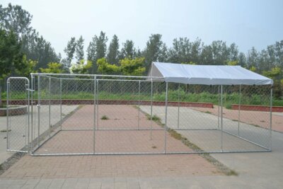 Large Outdoor Chain Link Dog Kennel Enclosure Exercise Pen Run with Tarp Cover