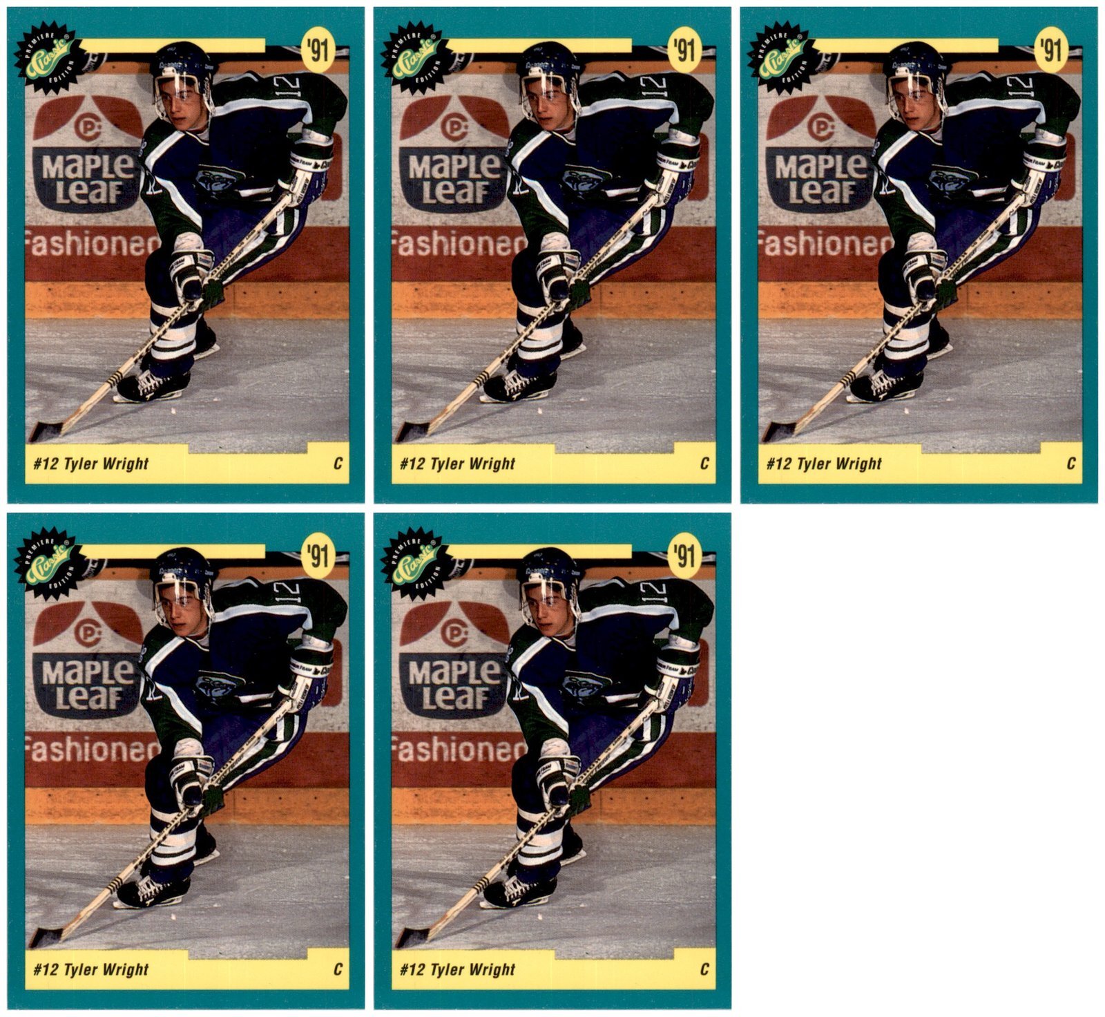 (5) 1991 Classic Draft Picks #10 Tyler Wright Edmonton Oilers Card Lot